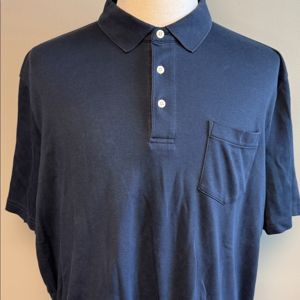 Lands’ End Navy Cotton Polo Shirt – Size XL - Picture 2 of 8